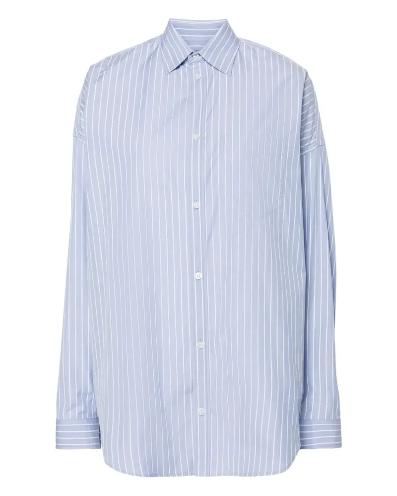 Balenciaga Gestreiftes Hemd mit Logo - Blau Blau