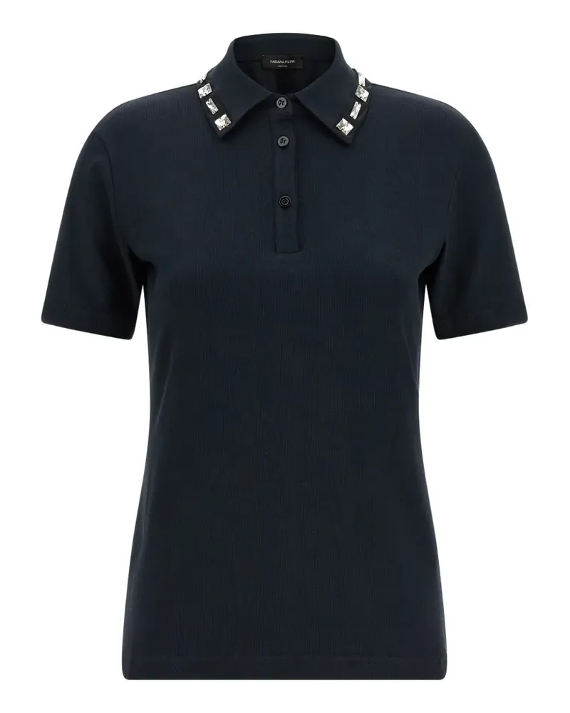 Fabiana Filippi crystal-embellished polo top - Blau Blau