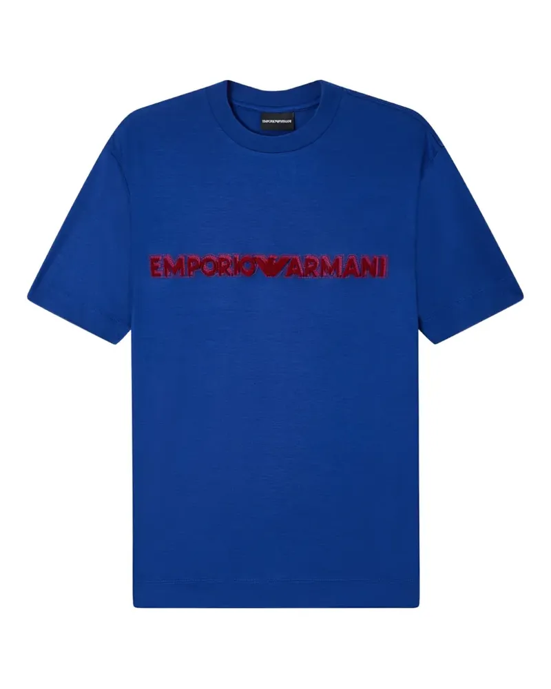 Emporio Armani embossed-logo round-neck T-shirt - Blau Blau