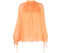 Semi-transparente Seidenbluse - Orange