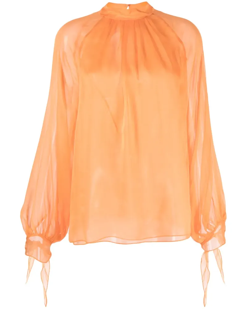 Roberto Cavalli Semi-transparente Seidenbluse - Orange Orange