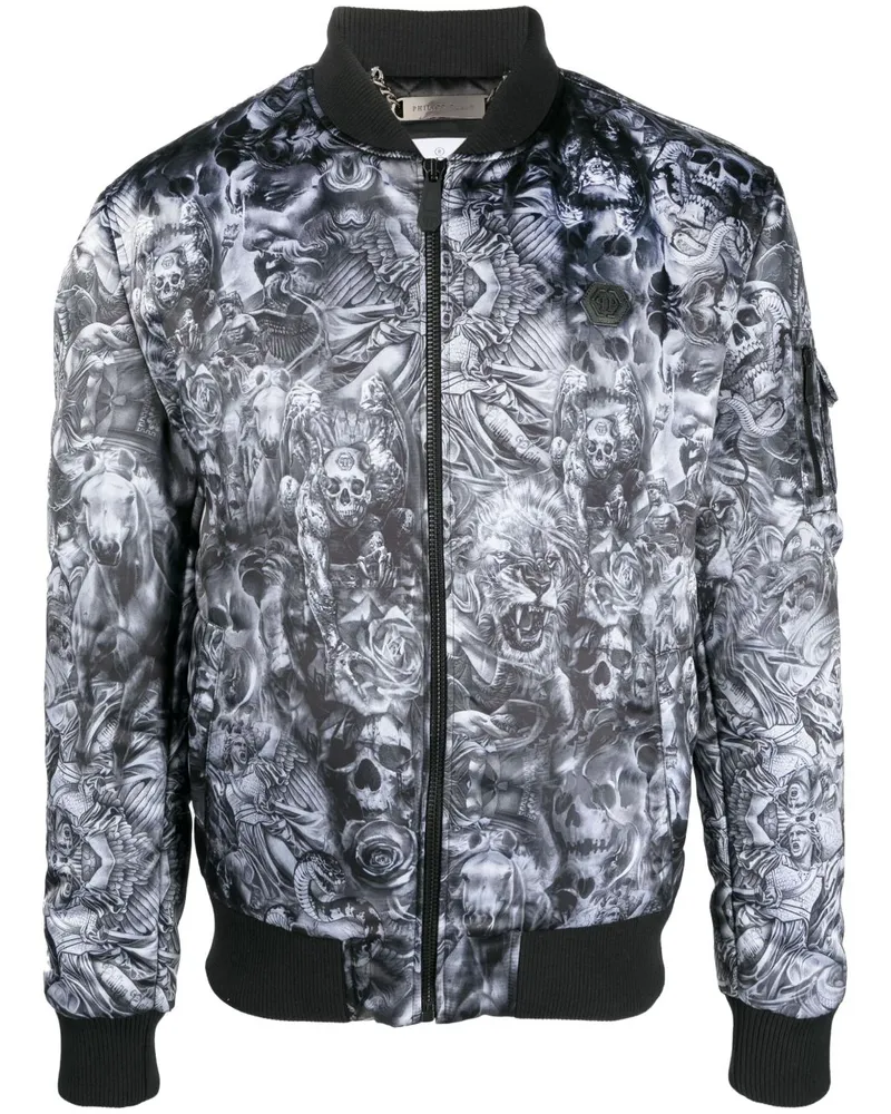 Philipp Plein Bomberjacke mit Tattoo-Print - Schwarz Schwarz