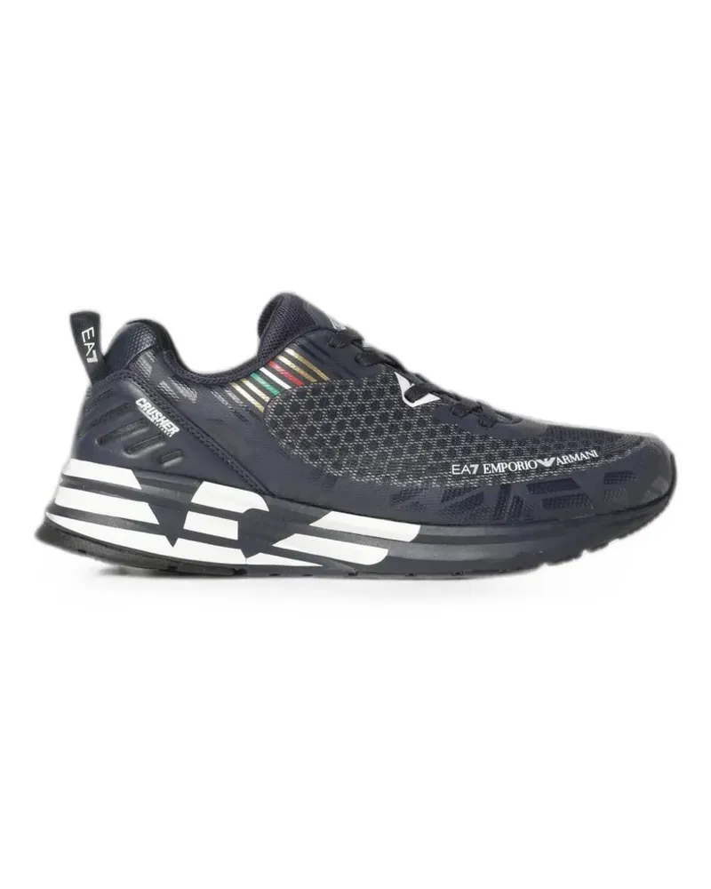 EA7 logo-print low-top sneakers - Blau Blau
