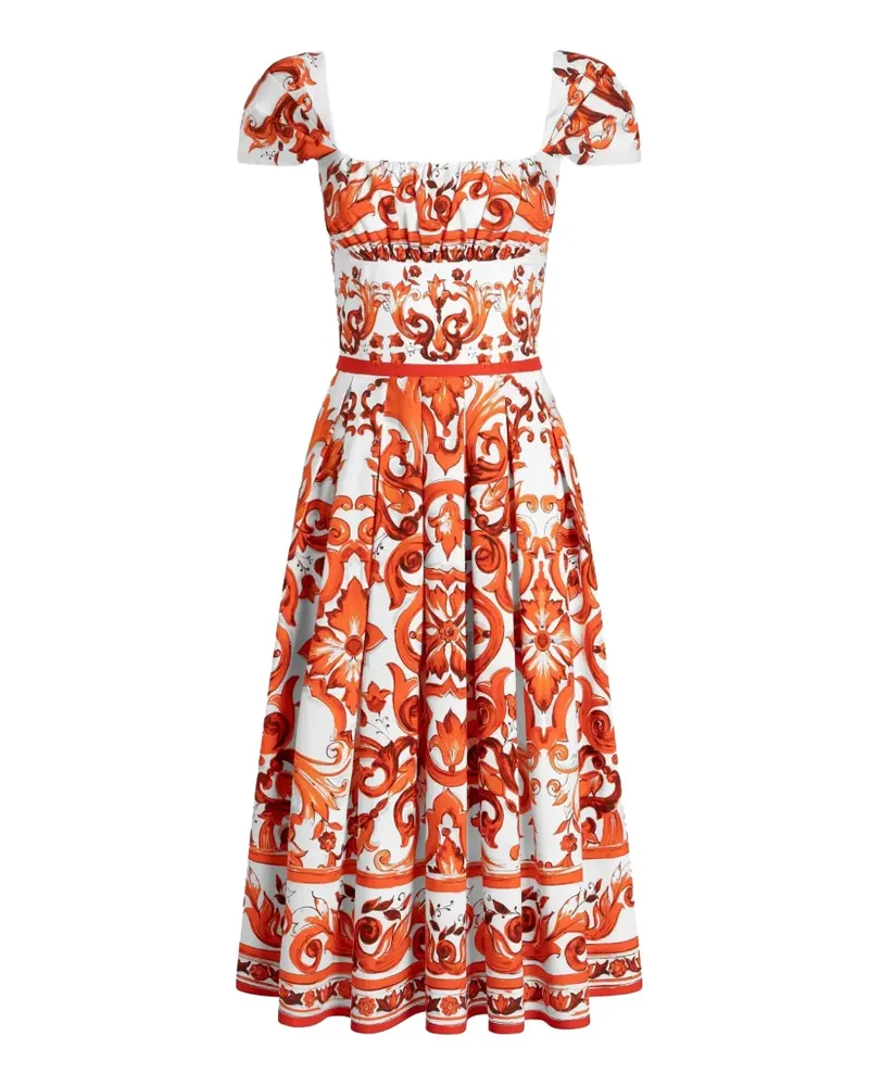 Dolce & Gabbana Popeline-Kleid mit Majolica-Print - Orange Orange
