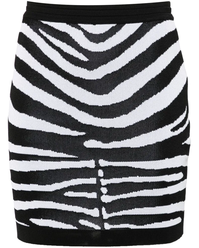 Balmain Minirock aus Zebrastrick Schwarz