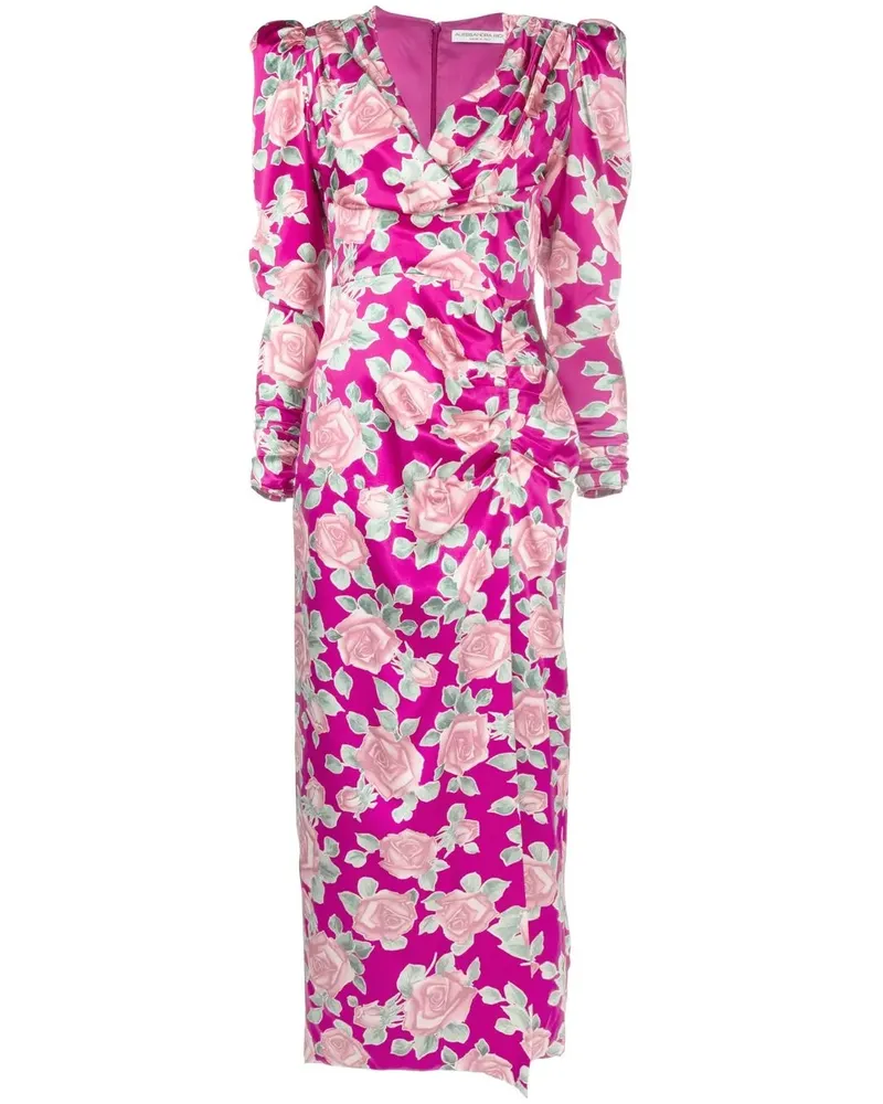 Alessandra Rich Kleid mit Blumen-Print - Rosa Rosa