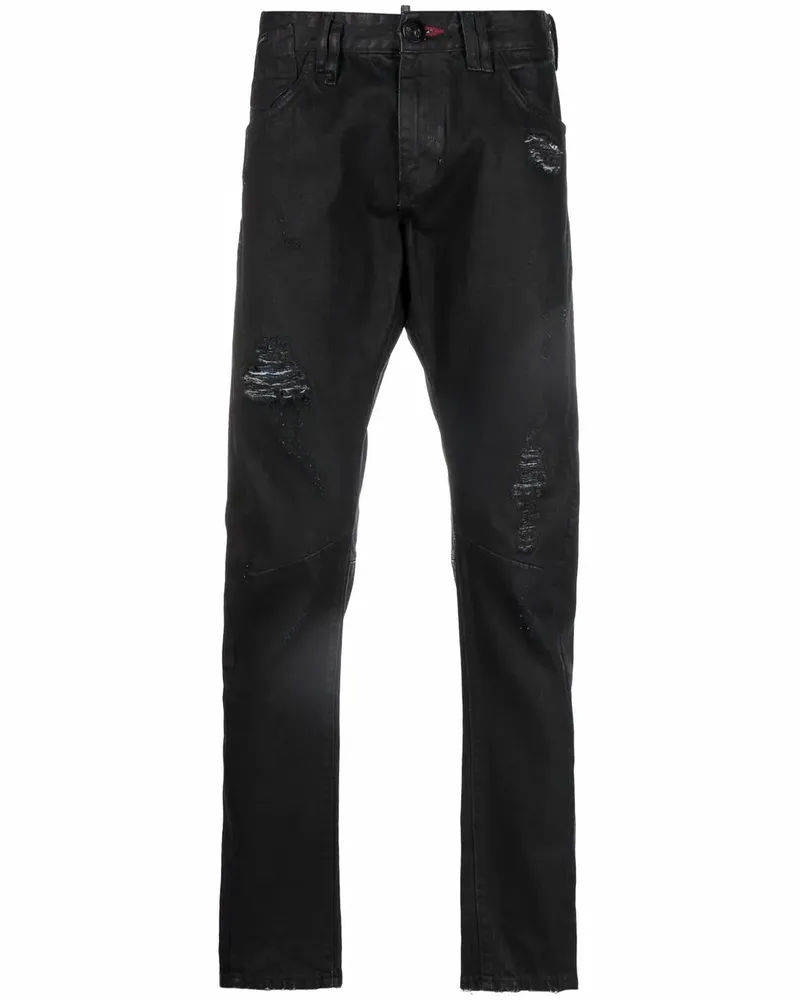 Philipp Plein Skinny-Jeans im Distressed-Look - Schwarz Schwarz