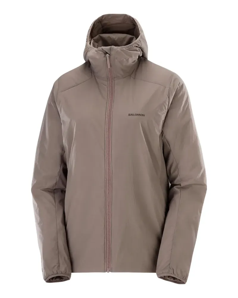 Salomon logo-print hooded jacket - Grau Grau