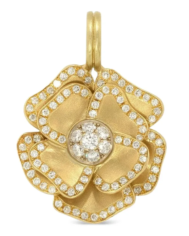 Irene Neuwirth 18K Yellow Gold flower diamond pendant Gold
