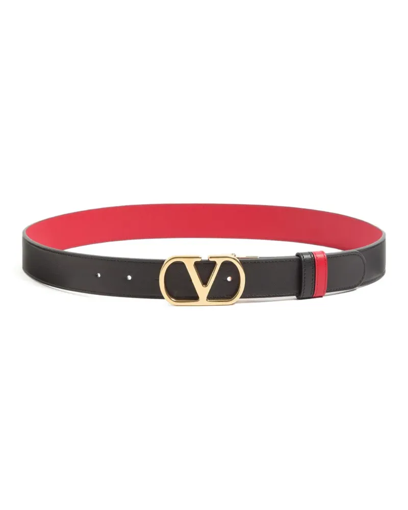 Valentino Garavani VLogo Signature Wendegürtel aus glänzendem Kalbsleder - 30mm / 1,2 In. - Schwarz Schwarz
