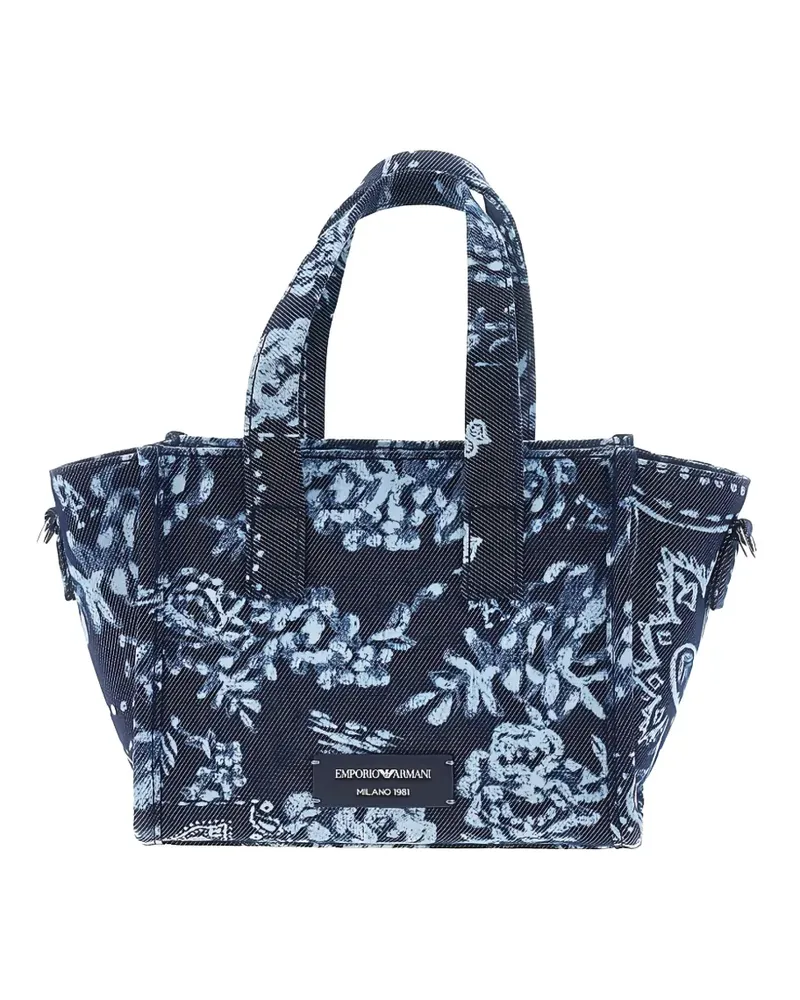 Emporio Armani floral-pattern tote bag - Blau Blau