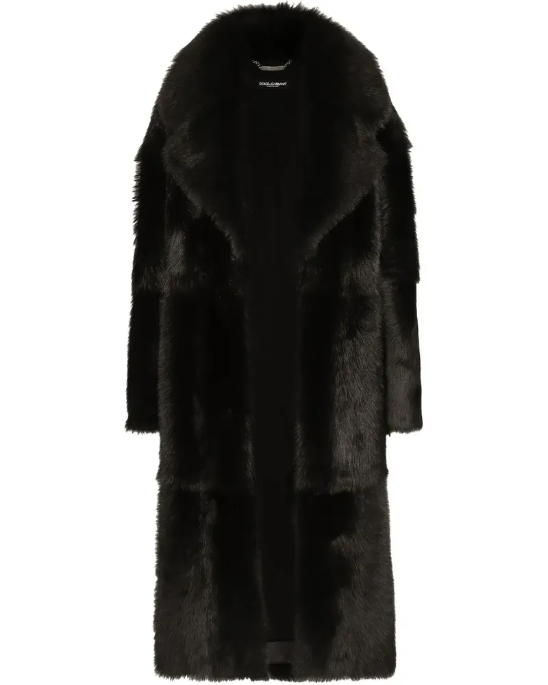 Dolce & Gabbana Mantel mit Shearling - Schwarz Schwarz