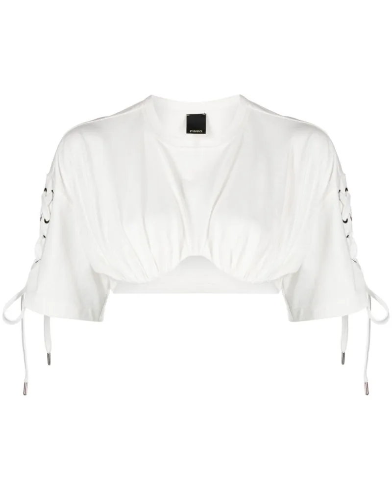 Pinko T-Shirt mit Schnürung - Weiß Weiß