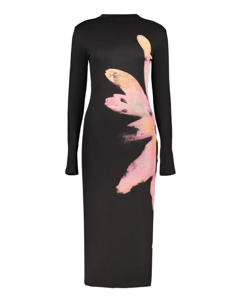 Desigual floral-print ribbed-knit dress - Schwarz Schwarz