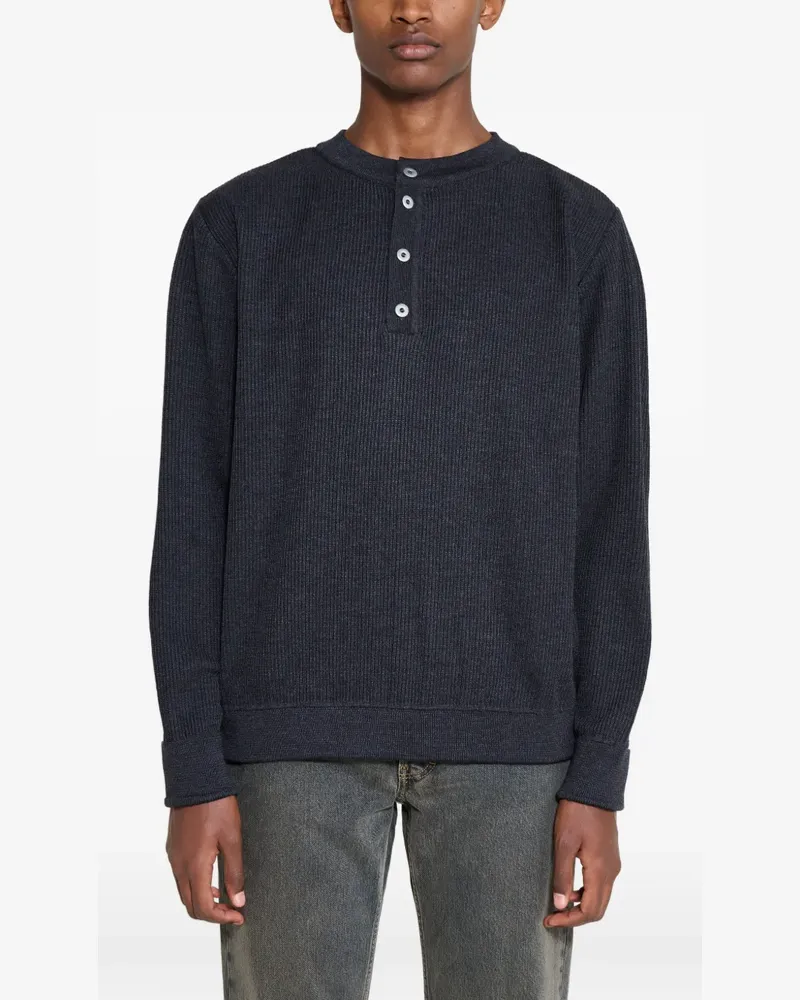 S.N.S Herning Stamina Pullover mit kurzer Knopfleiste - Schwarz Schwarz