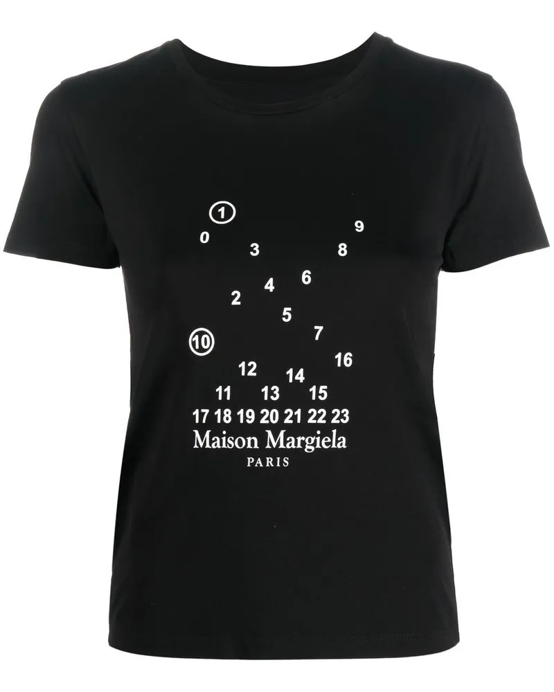 Maison Margiela T-Shirt mit Nummern-Motiv - Schwarz Schwarz