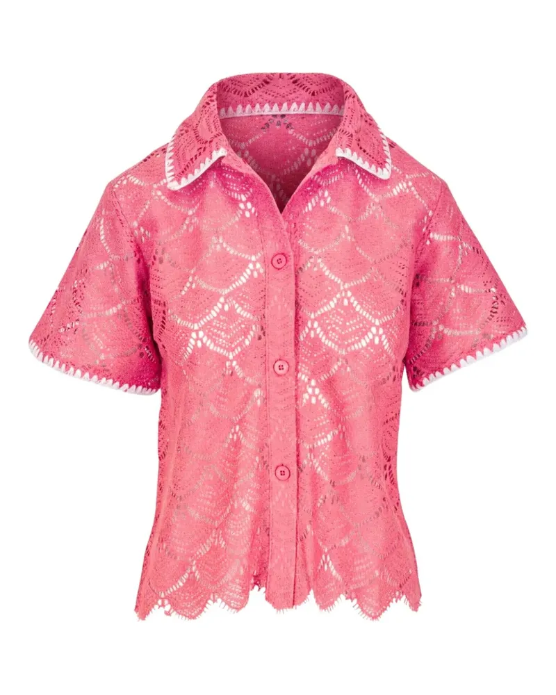 Adriano Goldschmied Kaylee crochet scalloped-hem shirt - Rosa Rosa