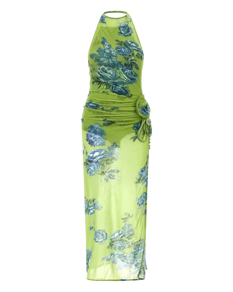 Magda Butrym Blumen-Print-Midikleid mit Seitenschlitz - Grün Grün