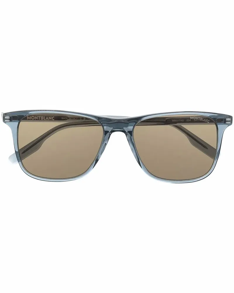 Montblanc Sonnenbrille mit eckigem Gestell - Blau Blau
