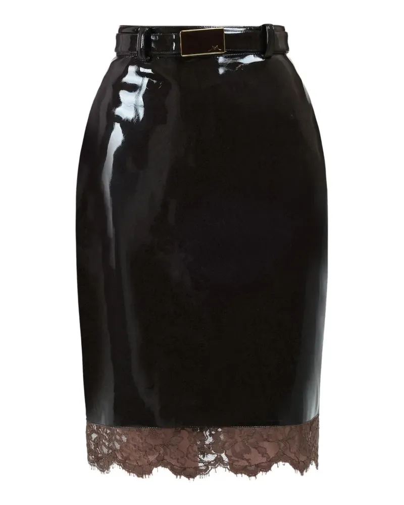 Rowen Rose lace vinyl midi skirt - Braun Braun