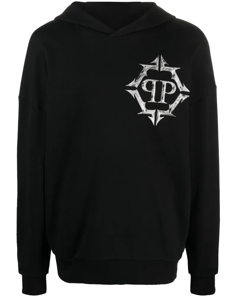 Philipp Plein Chrome Hoodie mit Logo-Print - Schwarz Schwarz