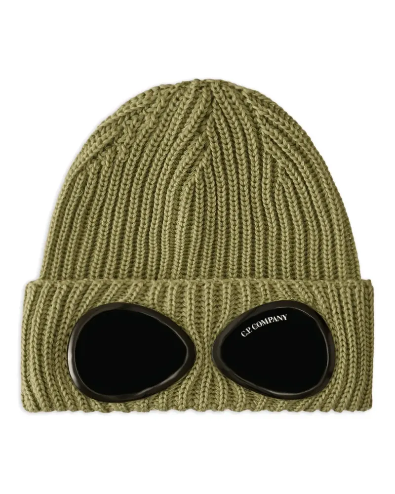 C.P. Company Gerippte Beanie mit Goggle-Detail - Grün Grün