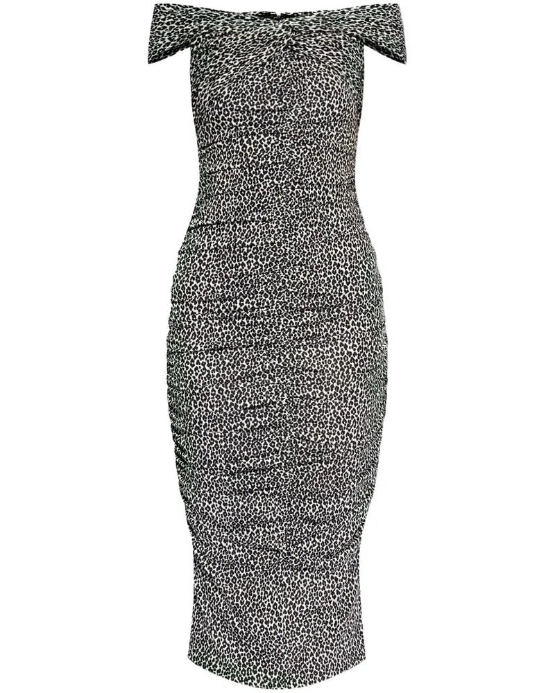 Michael Kors Midikleid mit Leoparden-Print - Schwarz Schwarz