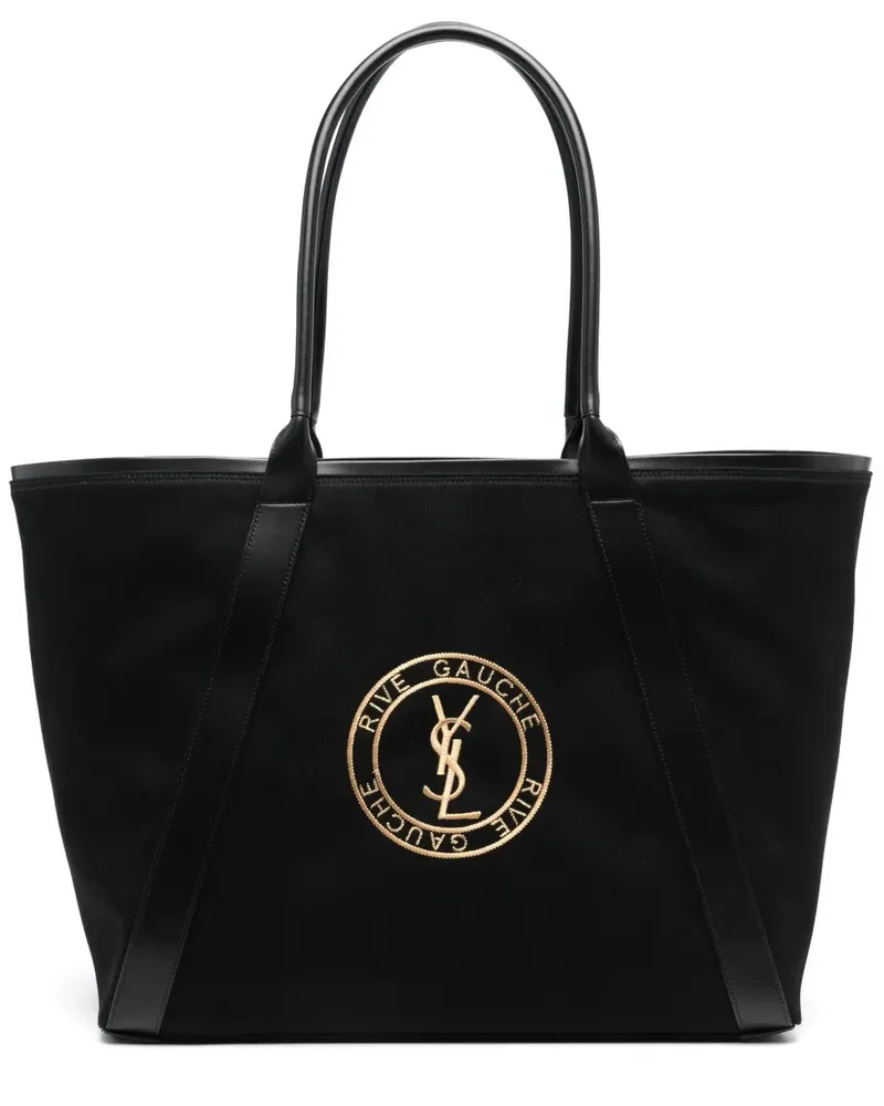 Saint Laurent Rive Gauche Tote Bag aus Canvas - Schwarz Schwarz