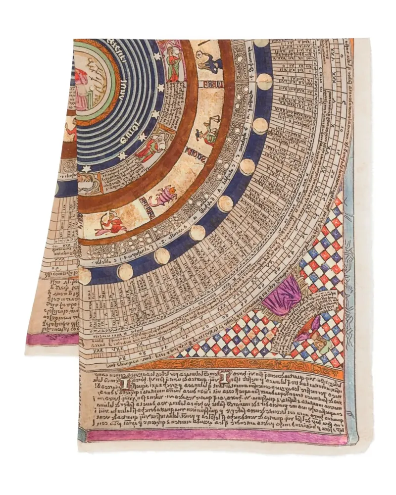 Faliero Sarti Seidenschal mit astrologischem Print - Nude Nude