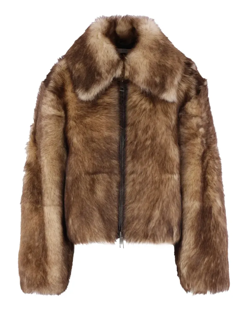 Co Kurzer Shearling-Mantel - Braun Braun