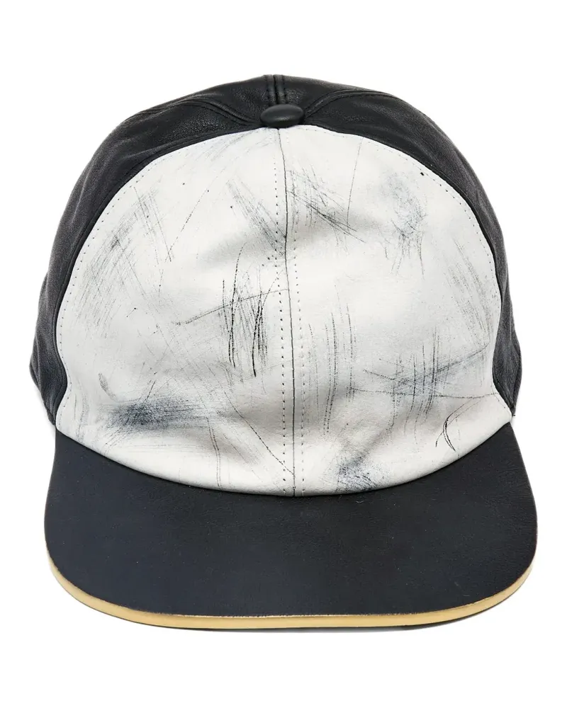 Marc Jacobs Baseballkappe mit Kratzeffekt aus Leder - Schwarz Schwarz
