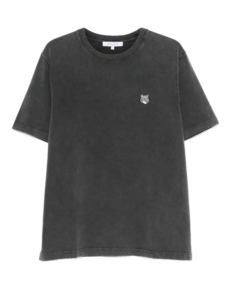 Kitsuné Ausgeblichenes T-Shirt mit Fuchskopf - Grau Grau