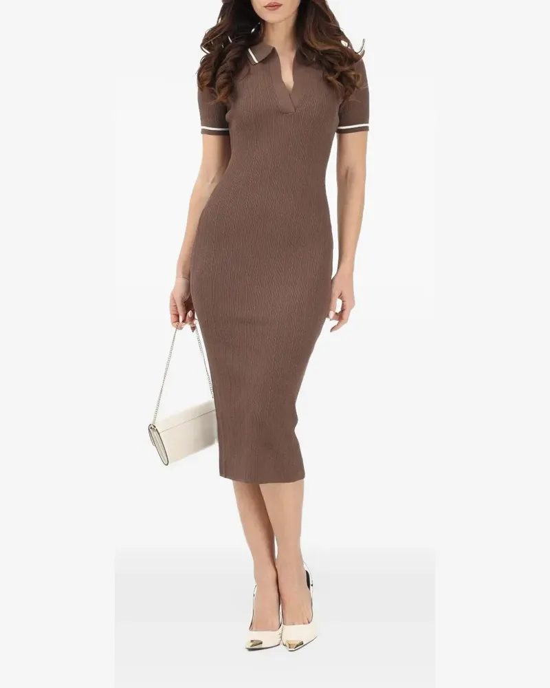 Armani Exchange cable-knit polo-collar dress - Braun Braun
