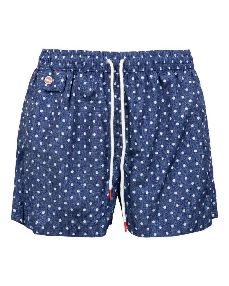 Kiton polka-dot drawstring swim shorts - Blau Blau
