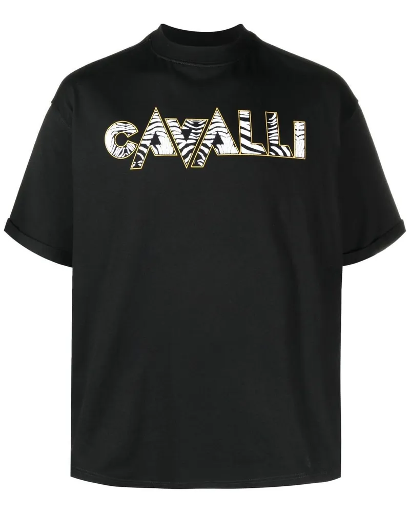 Roberto Cavalli T-Shirt mit Zebra-Print Schwarz