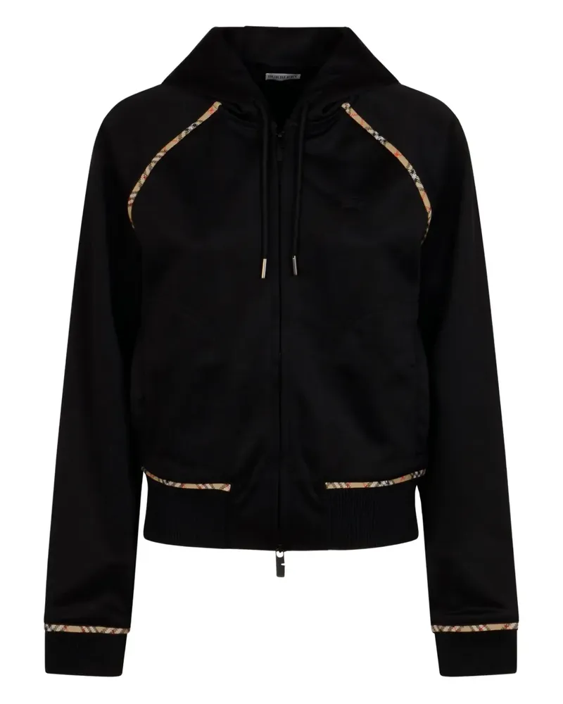 Burberry Hoodie mit kariertem Besatz - Schwarz Schwarz