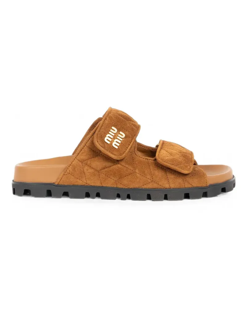 Miu Miu Gesteppte Sandalen mit Klettverschluss - Braun Braun