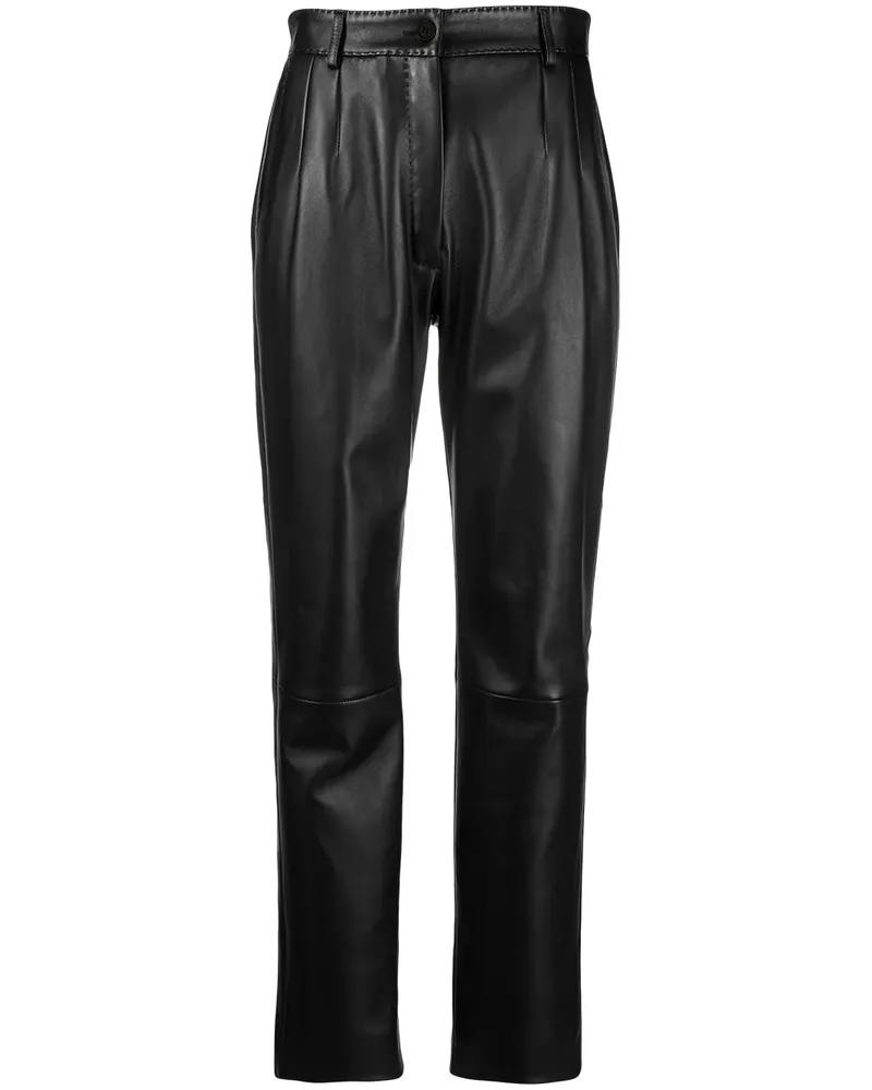 Dolce & Gabbana Hose aus Leder - Schwarz Schwarz