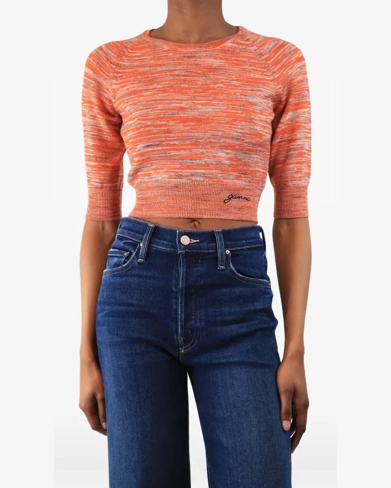 Ganni Gestricktes Cropped-Top - Orange Orange