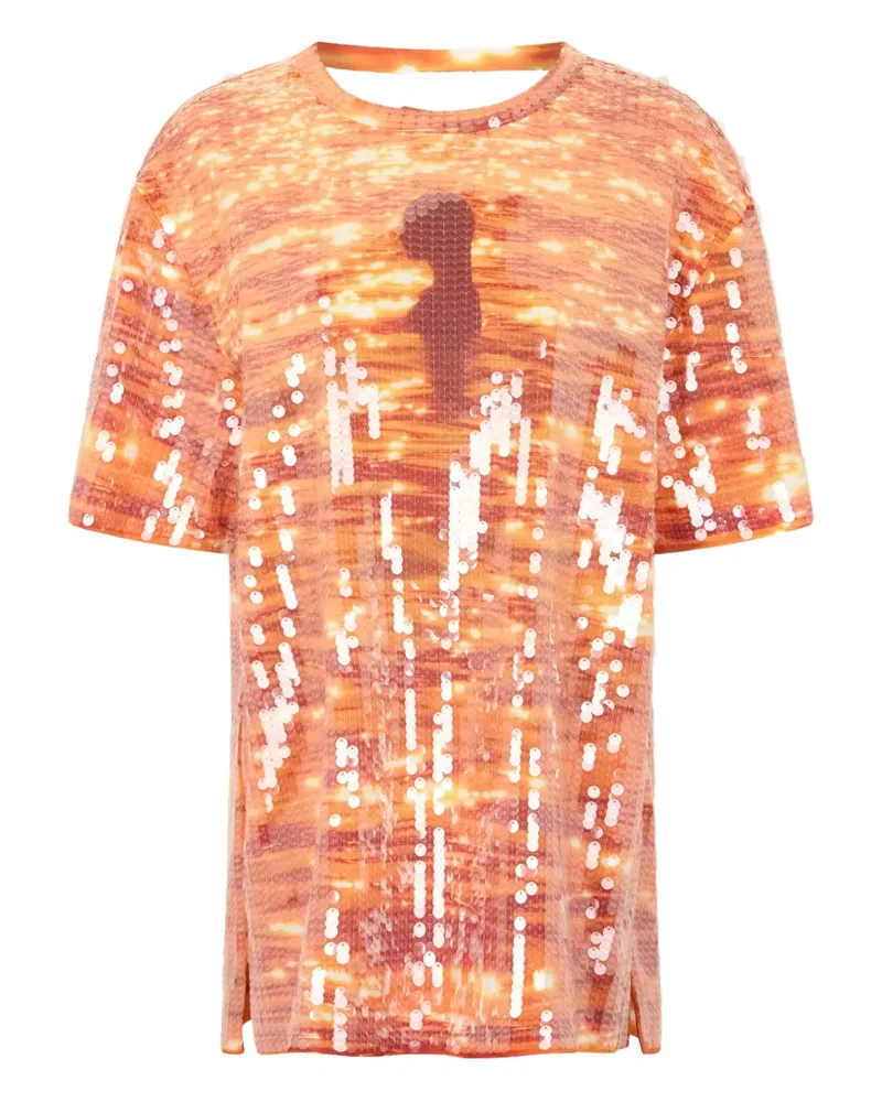 Paco Rabanne T-Shirt mit Pailletten - Orange Orange