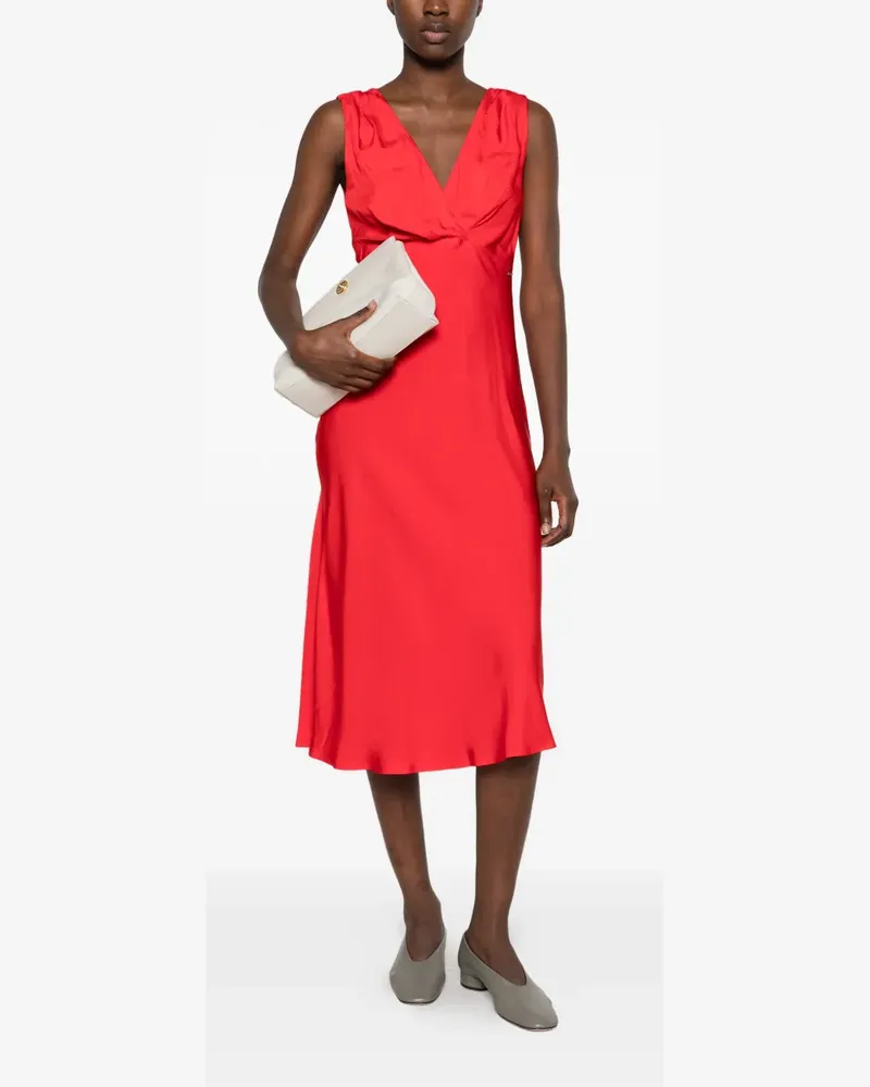 Calvin Klein Midikleid mit V-Ausschnitt - Rot Rot