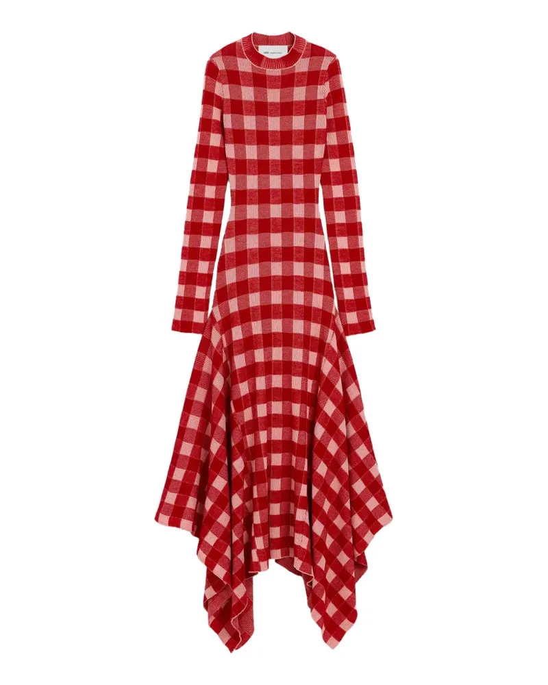AMI Paris Kariertes Maxikleid aus Wolle und Baumwolle - Rot Rot