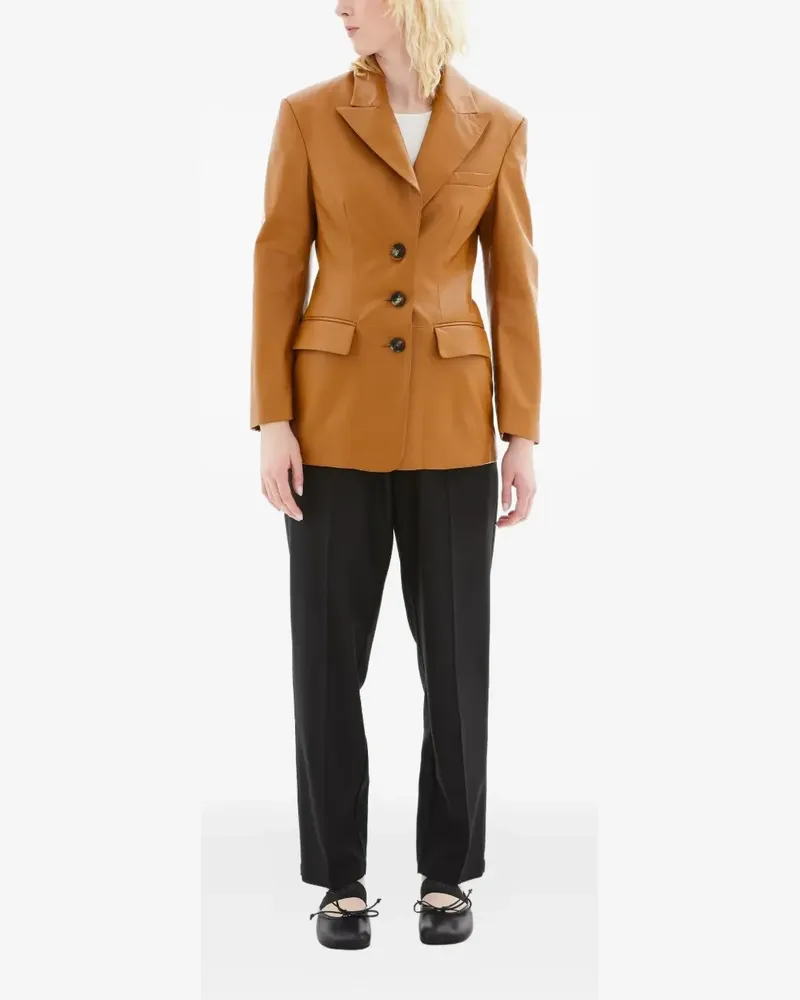 Marni button-fastening leather jacket - Braun Braun