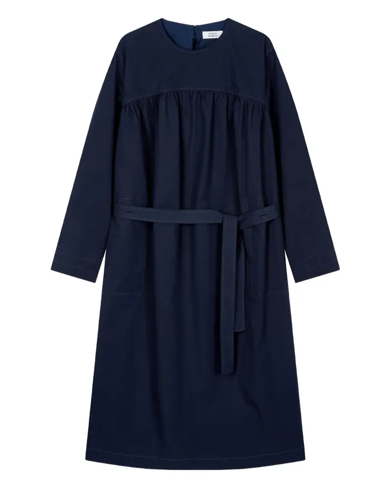 STUDIO TOMBOY rear-ribbon shirring dress - Blau Blau