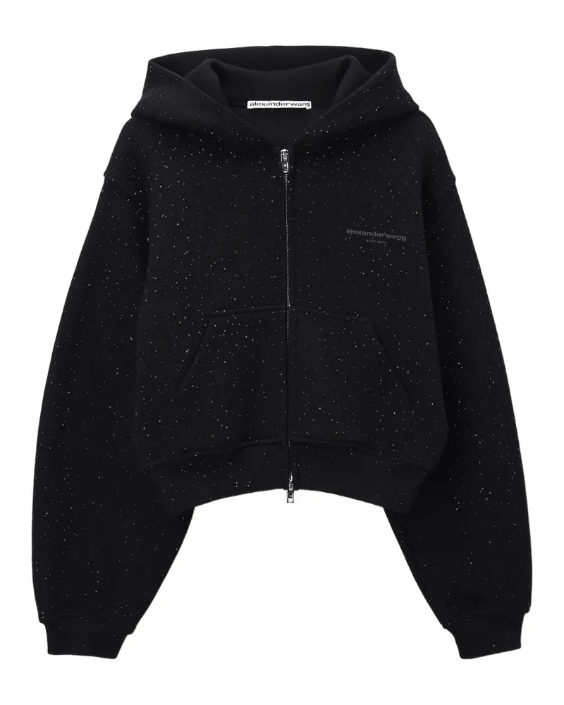 Alexander Wang zip-up hoodie w/ all over hotfix - Schwarz Schwarz