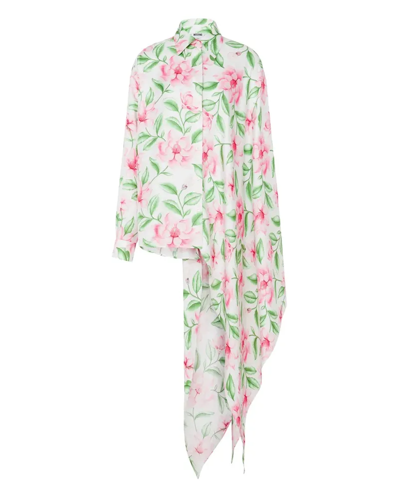Moschino Asymmetrisches Hemd mit Blumenprint - Weiß Weiß