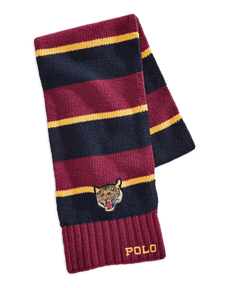 Ralph Lauren Rugby striped tiger-detail scarf - Rot Rot