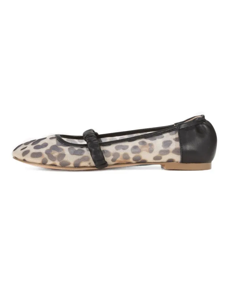 V°73 Karina leopard-print ruched-strap ballet flats - Nude Nude