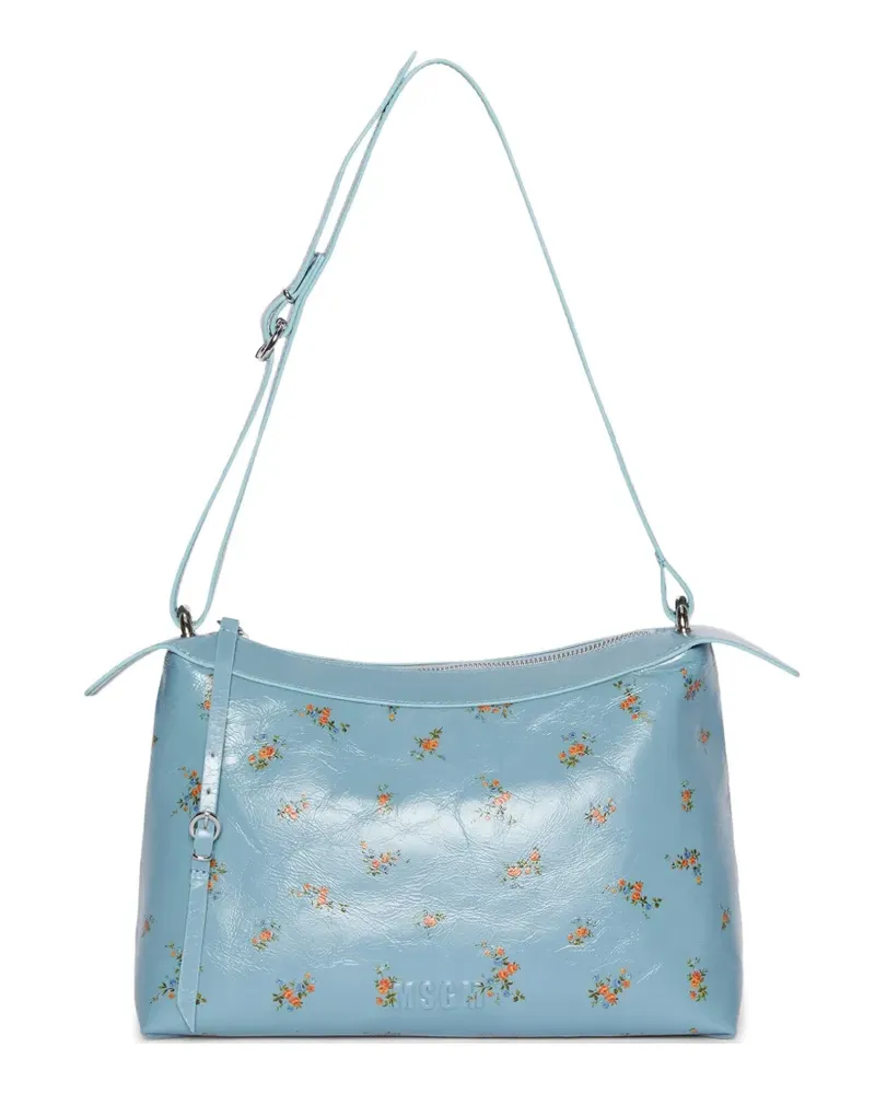 MSGM Schultertasche mit Blumendetail - Blau Blau