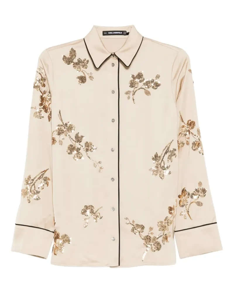 Karl Lagerfeld sequin-embellished button-up blouse - Nude Nude
